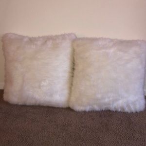 White Faux Fur Pillows